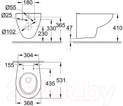 Унитаз подвесной с инсталляцией GROHE Bau 3 39427000 + 39493000 + 38772001 - фото 4 - id-p223075003