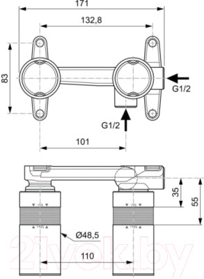 Встраиваемый механизм смесителя Ideal Standard A1313NU - фото 2 - id-p223075662