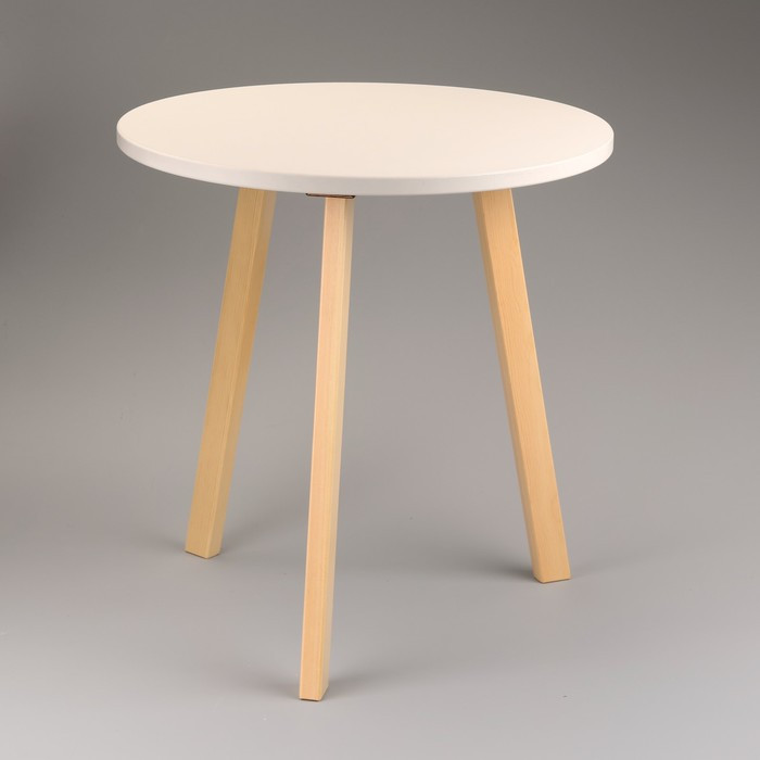 Журнальный столик "Брюгге", D = 45 см, высота 47 см, цвет белый - натуральная сосна - фото 1 - id-p223081702