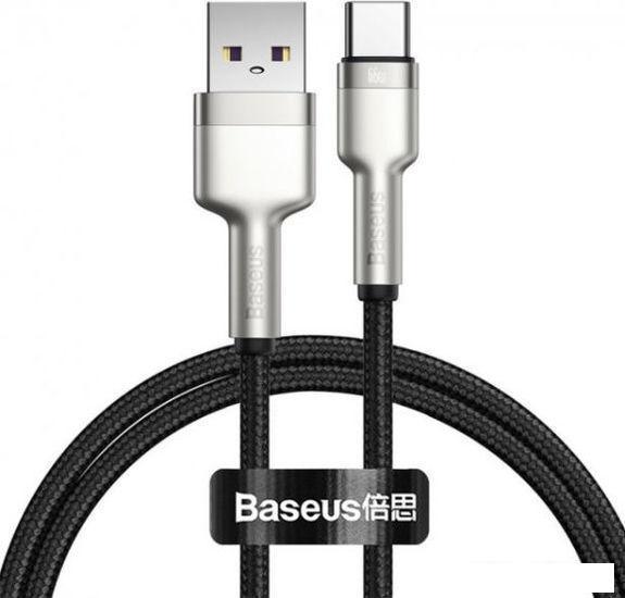 Кабель Baseus Cafule Series Metal Data Cable USB Type-A - Type-C 66W CAKF000001 (0.25 м, черный) - фото 1 - id-p222831161