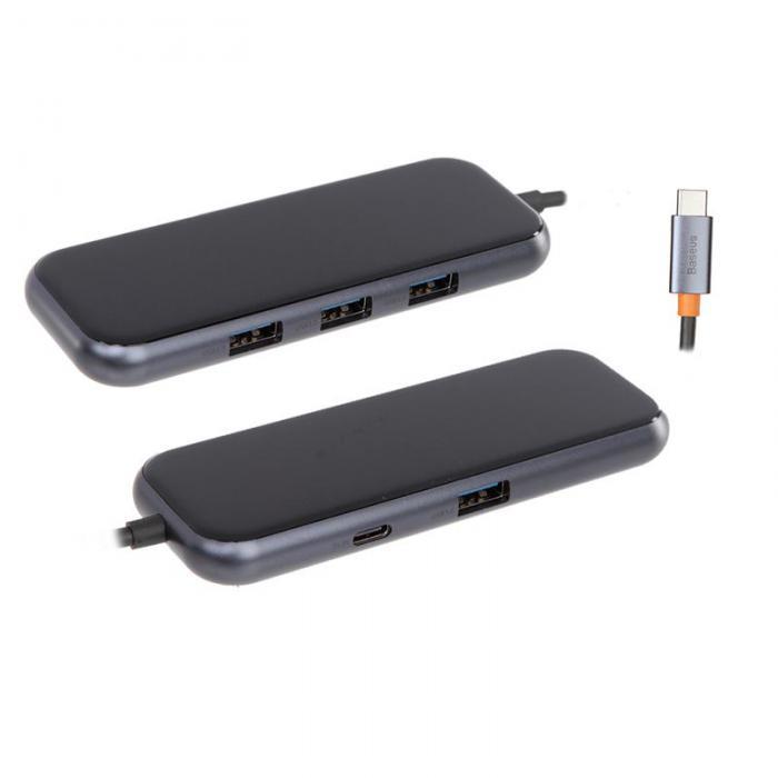 Хаб USB Baseus AcmeJoy 4-Port Type-C - 4xUSB3.0 Dark Grey WKJZ010513 - фото 1 - id-p222779519