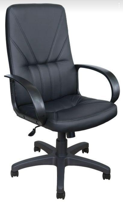 Кожаное кресло руководителя для компьютера ЯрКресло Кр37 ТГ ПЛАСТ ЭКО1 (черное) - фото 1 - id-p222987014