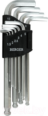 Набор ключей BERGER Г-образных с шаровым профилем H1.5-H10 / BG2291 - фото 1 - id-p223079035