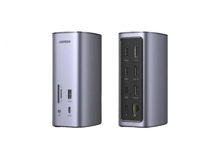 Хаб USB Ugreen CM555 Multifunction Docking Station Pro Grey 90325 - фото 1 - id-p222828604