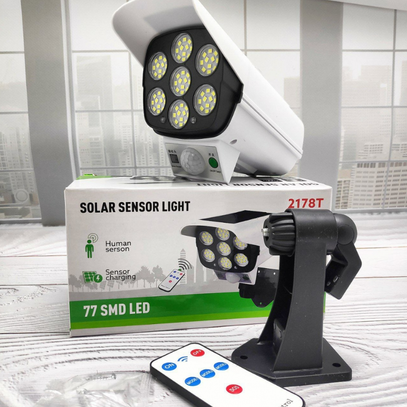 Светильник уличный на солнечной батарее Solar sensor light 2178T (камера муляж) датчик движения, пульт д/у, 77 - фото 10 - id-p147681199