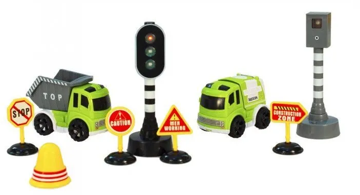 Игровой набор машин спецтехники со светофором и др дорожными знаками, MY9102D - фото 1 - id-p223083439