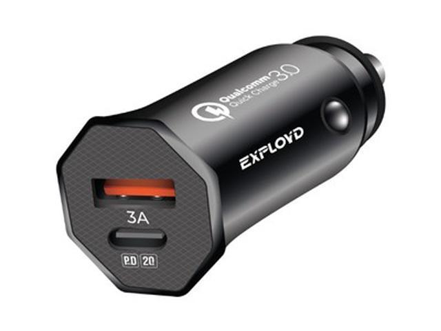 Автомобильное зарядное устройство Exployd 1хUSB 3A QC3.0 18W EX-Z-1347 черное - фото 1 - id-p222782778