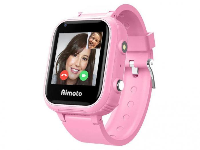 Детские смарт часы-телефон для детей девочки умные наручные с сим картой Aimoto Pro 4G розовые электронные - фото 1 - id-p222882847