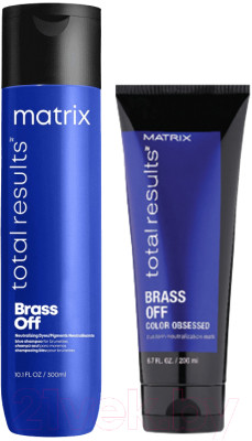 Набор косметики для волос MATRIX Total Results Color Obsessed Brass Off Маска 200мл+Шампунь 300мл - фото 1 - id-p223086299
