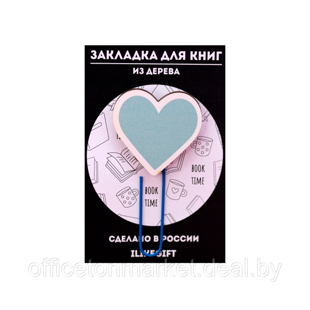 Закладка-скрепка для книг "Tiffany Heart", 50x10 мм, синий - фото 1 - id-p222979707