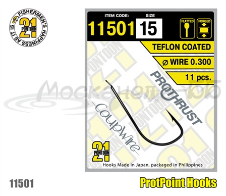 Крючок одинарный Pontoon21 11501-09, 11 шт в пачке, лопатка, тефлон - фото 1 - id-p223090464