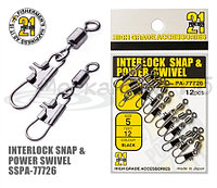 Вертлюг с застежкой Interlock&Power Swivel, черн., 12шт.уп., #08, 6кг.