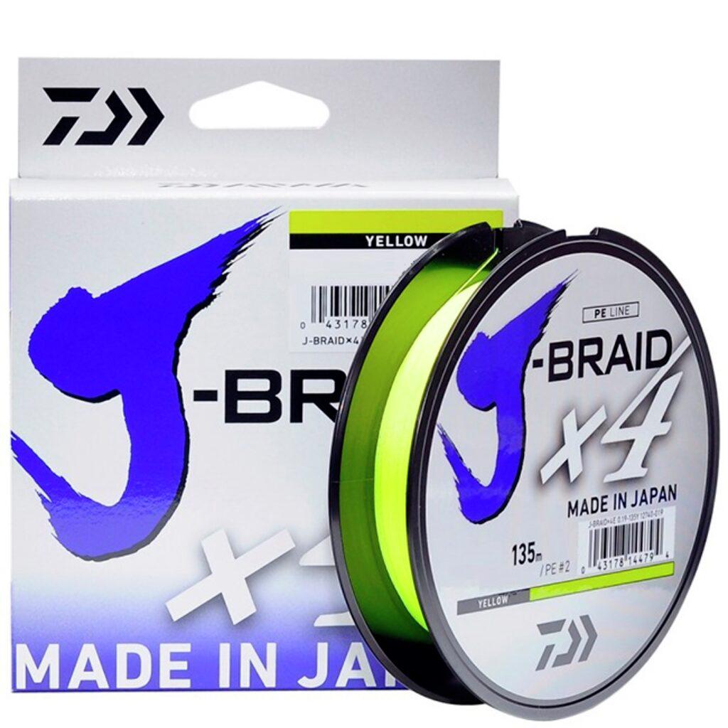 Леска плетеная Daiwa J-Braid x4 BRAID Yellow 135м 0.17 мм - фото 1 - id-p223100899