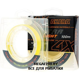 Шнур Akara Ultra Light X-4 (100 м; 0.08 мм) Yellow - фото 1 - id-p223095063