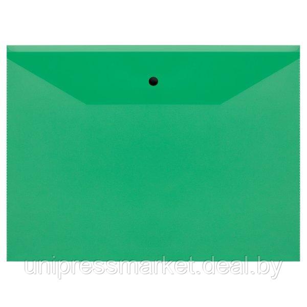 Папка-конверт  А4 на кнопке 120 мкм, прозрачн. зеленая СТАММ 355648
