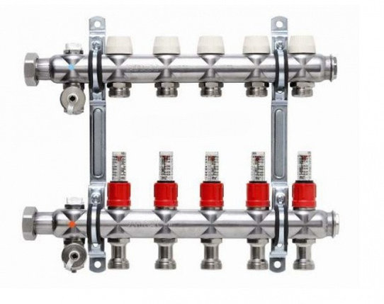 Коллектор распределительный SFT "Комфорт" KERMI для теплого пола с расходомерами, фото 2