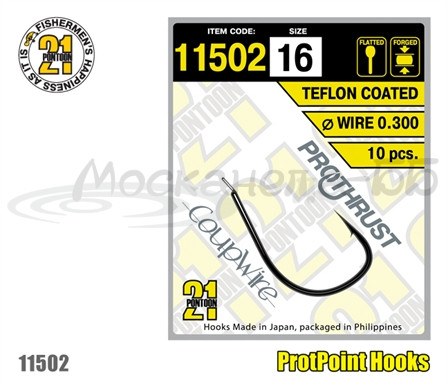 Крючок одинарный Pontoon21 11502-10, 10 шт в пачке, лопатка, тефлон - фото 1 - id-p223105374