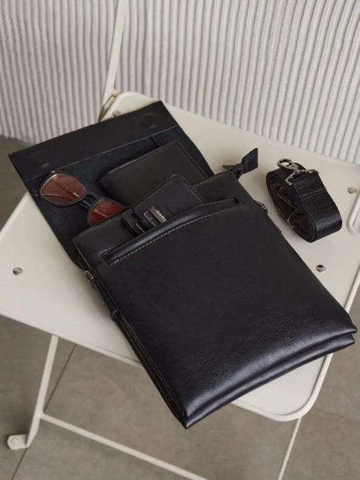 Сумка планшет через плечо мужская планшетка вертикальная барсет для ключей и документов polo черная - фото 5 - id-p223108773