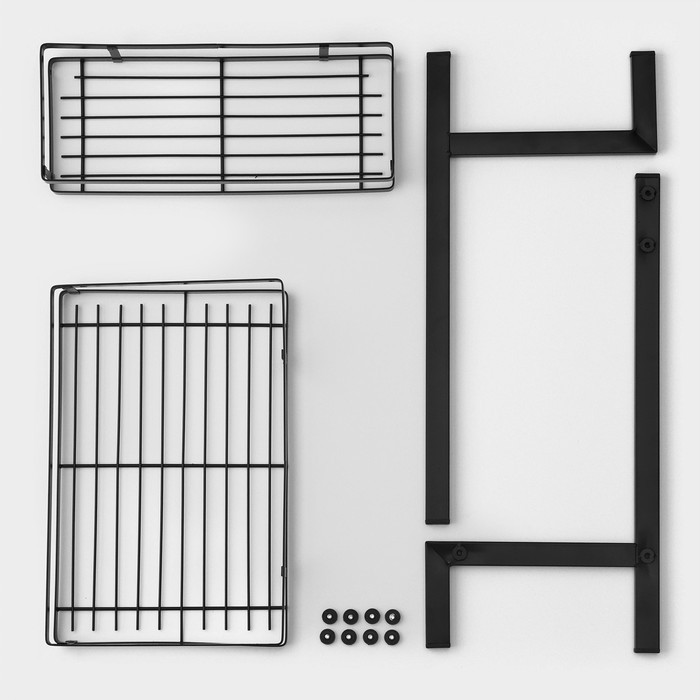 Полка для кухни 2-х ярусная Доляна, 33,5×20,5×39 см, цвет чёрный - фото 4 - id-p223110030