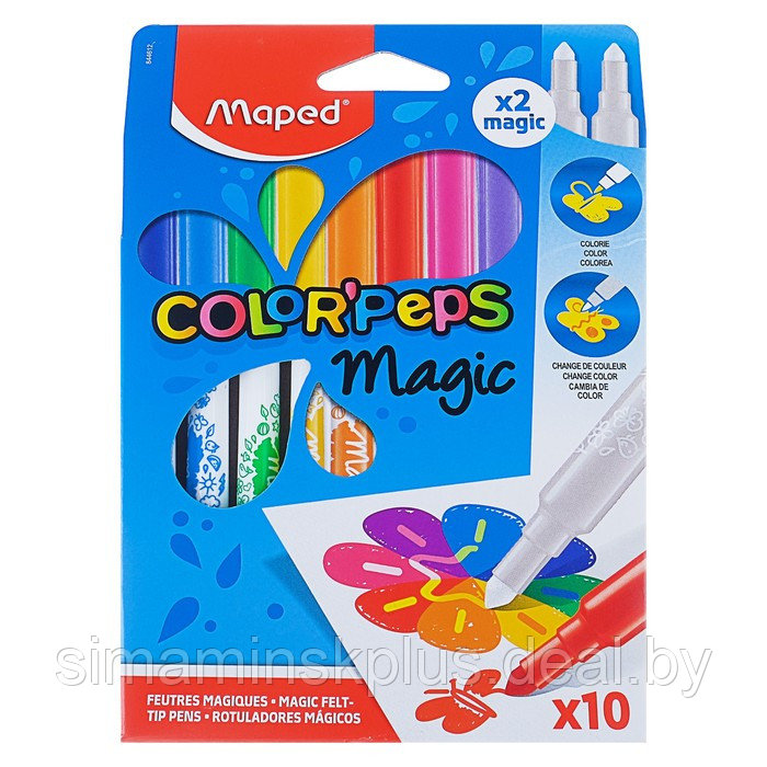 Фломастеры 10 цветов, Maped Color Peps MAGIC, меняющие цвет - фото 1 - id-p223110058