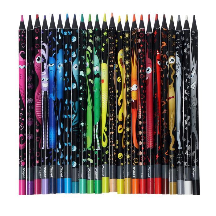 Цветные карандаши 24 цвета MAPED Color'Peps Black Monster, пластиковые - фото 2 - id-p223110448