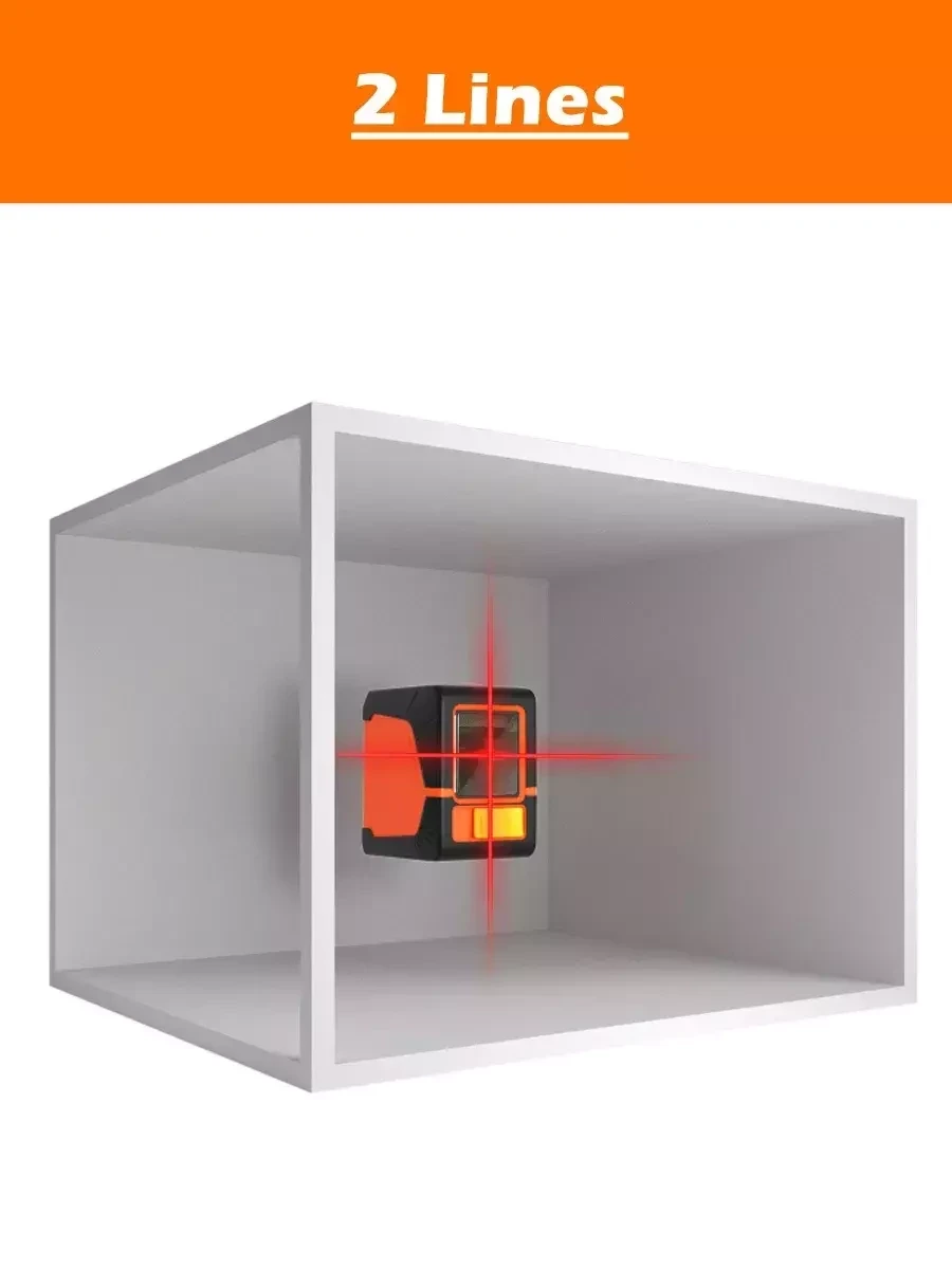 Лазерный уровень нивелир 2D/4 линий (оранжевый-чёрный) - фото 4 - id-p223111395