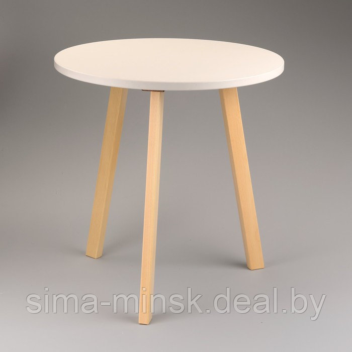 Журнальный столик "Брюгге", D = 45 см, высота 47 см, цвет белый - натуральная сосна - фото 1 - id-p223112961