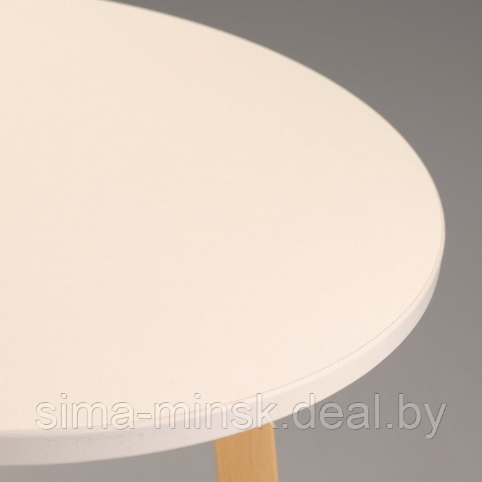 Журнальный столик "Брюгге", D = 45 см, высота 47 см, цвет белый - натуральная сосна - фото 2 - id-p223112961