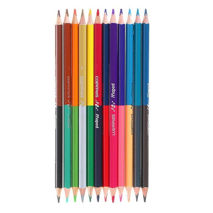 Карандаши двухцветные Maped Сolor Peps, трёхгранные, 24 цвета - 12 штук, европодвес - фото 4 - id-p223112995