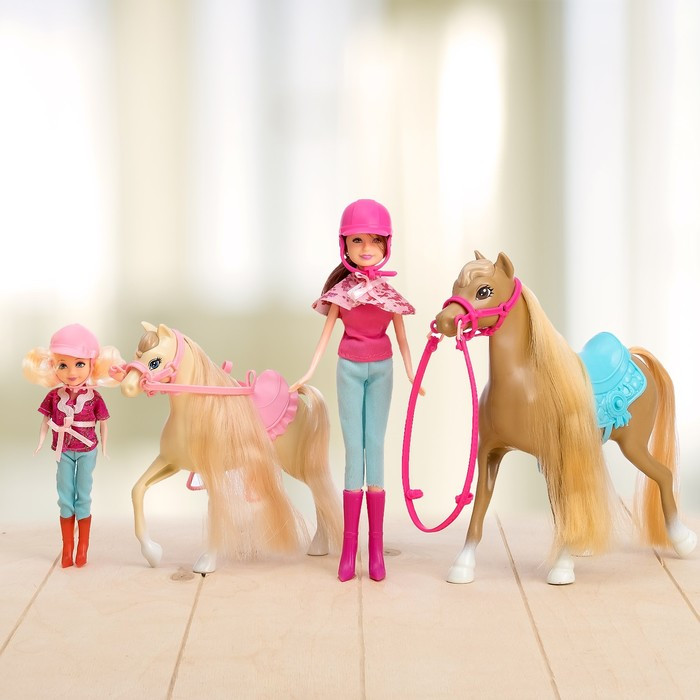 Набор игровой «Конная прогулка»: 2 куклы и 2 лошадки - фото 1 - id-p223113352