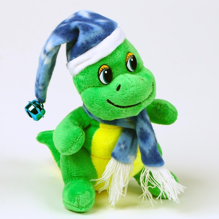 Мягкая игрушка «Дракоша», в синем колпаке, 15 см, цвет зелёный - фото 1 - id-p223113563