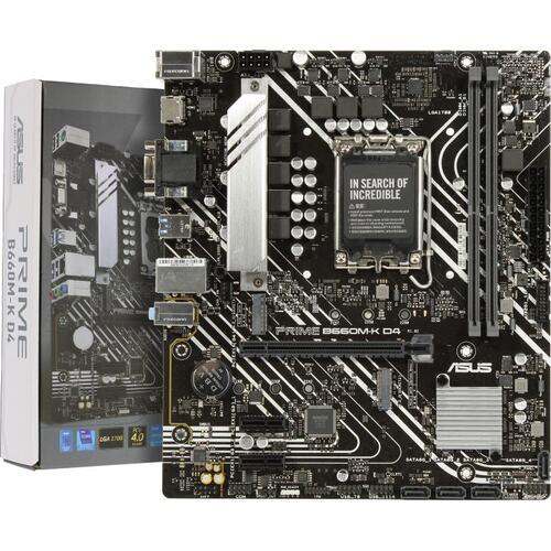 Материнская плата ASUS PRIME B660M-K D4, LGA1700, B660, 2*DDR4, D-Sub + HDMI, SATA3 + RAID, Audio, Gb LAN, USB - фото 1 - id-p212715138