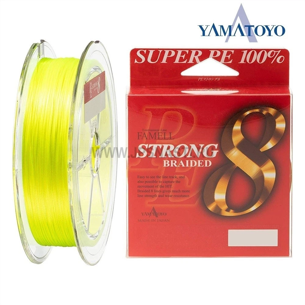 Плетеный шнур Yamatoyo Super PE Strong 8 Braided х8, #0.6, 200 м, желтый - фото 1 - id-p223123385