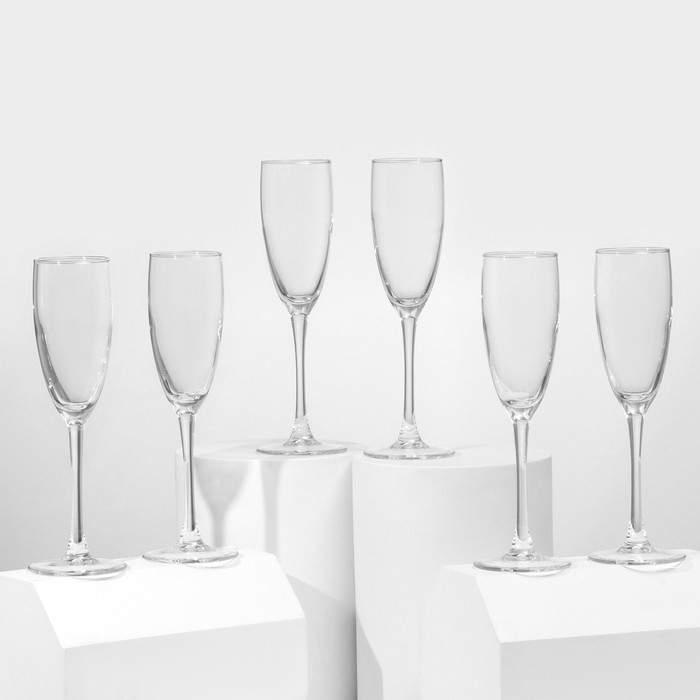 Набор стеклянных бокалов для шампанского «Эталон», 170 мл, 6 шт - фото 1 - id-p223124018
