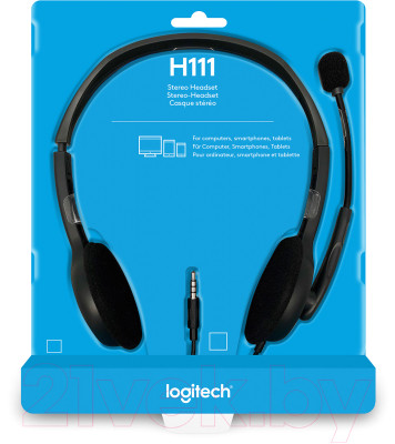 Наушники-гарнитура Logitech Stereo Headset H111 981-000593 / 981-000594 - фото 8 - id-p223126954