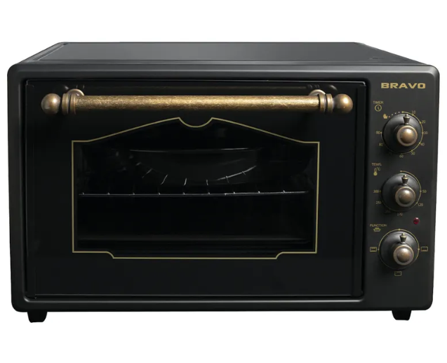 Духовая электрическая печь для кухни мини настольная для выпечки пирогов дома дачи BRAVO FO-38BLR черная