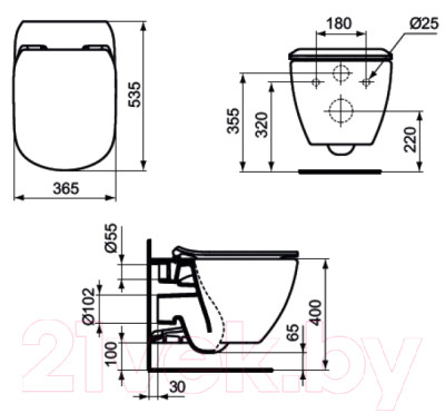 Унитаз подвесной Ideal Standard Tesi T007901 + T352701 - фото 4 - id-p223136690