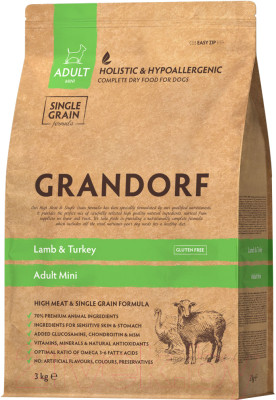 Сухой корм для собак Grandorf Dog Mini Breeds Lamb & Turkey - фото 1 - id-p223148201