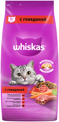 Сухой корм для кошек Whiskas Вкусные подушечки с нежным паштетом с говядиной - фото 1 - id-p223148286