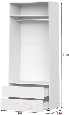 Шкаф NN мебель Токио двухстворчатый с двумя ящиками - фото 8 - id-p223149212