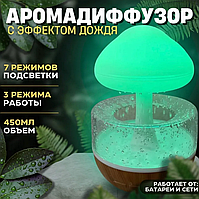 Увлажнитель воздуха с подсветкой Гриб (Облако) Cloud Rain Humidifier / Аромадиффузор / Ночник / эффект дождя