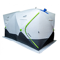 Палатка зимняя куб cдвоенная Bison Nordex EXTRA утепленная (420х200х230), бело/зеленая, арт. 447856