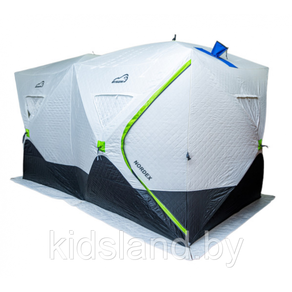 Палатка зимняя куб cдвоенная Bison Nordex EXTRA утепленная (420х200х230), бело/зеленая, арт. 447856 - фото 1 - id-p223157147