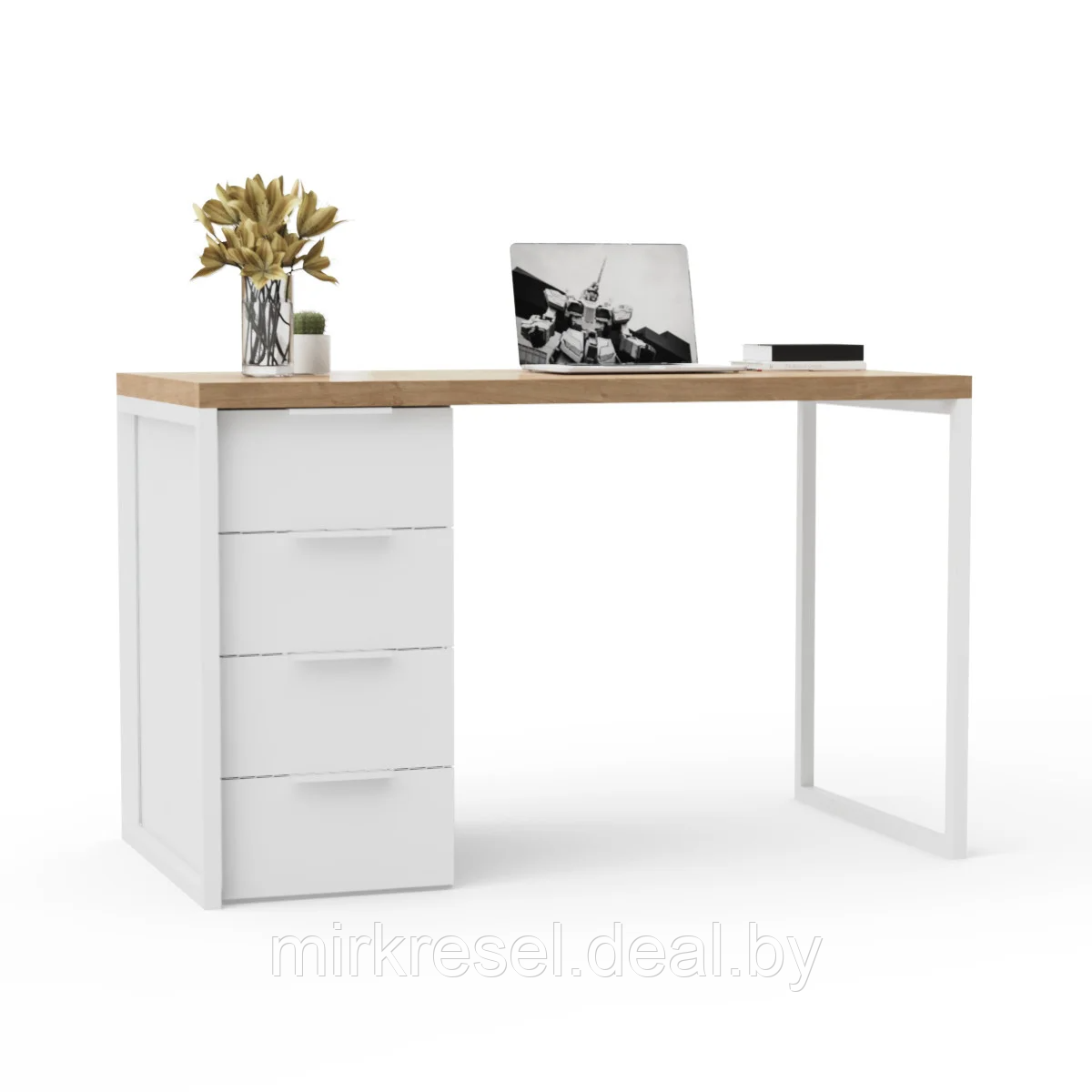 Письменный стол Кихот Лофт 01 (белый дуб) - фото 1 - id-p223156457