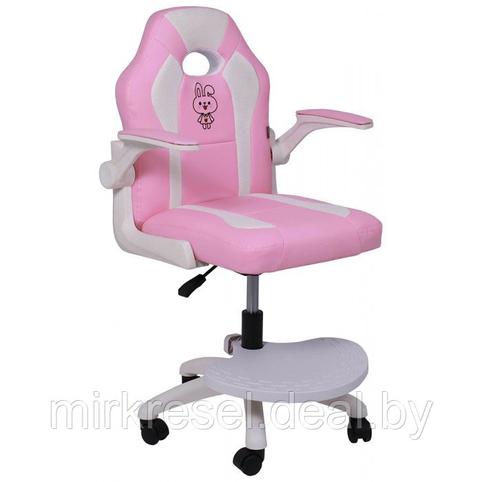 Кресло поворотное JASMINE, WHITE, ткань, розовый - фото 1 - id-p223158477