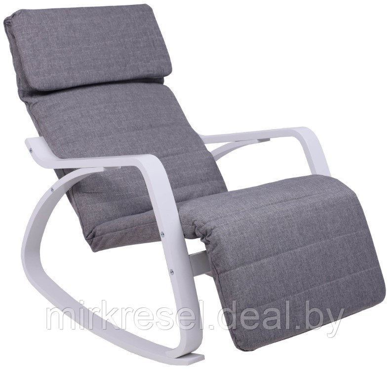 Кресло-качалка AksHome Smart (Смарт) ткань серый/белый - фото 1 - id-p223158980