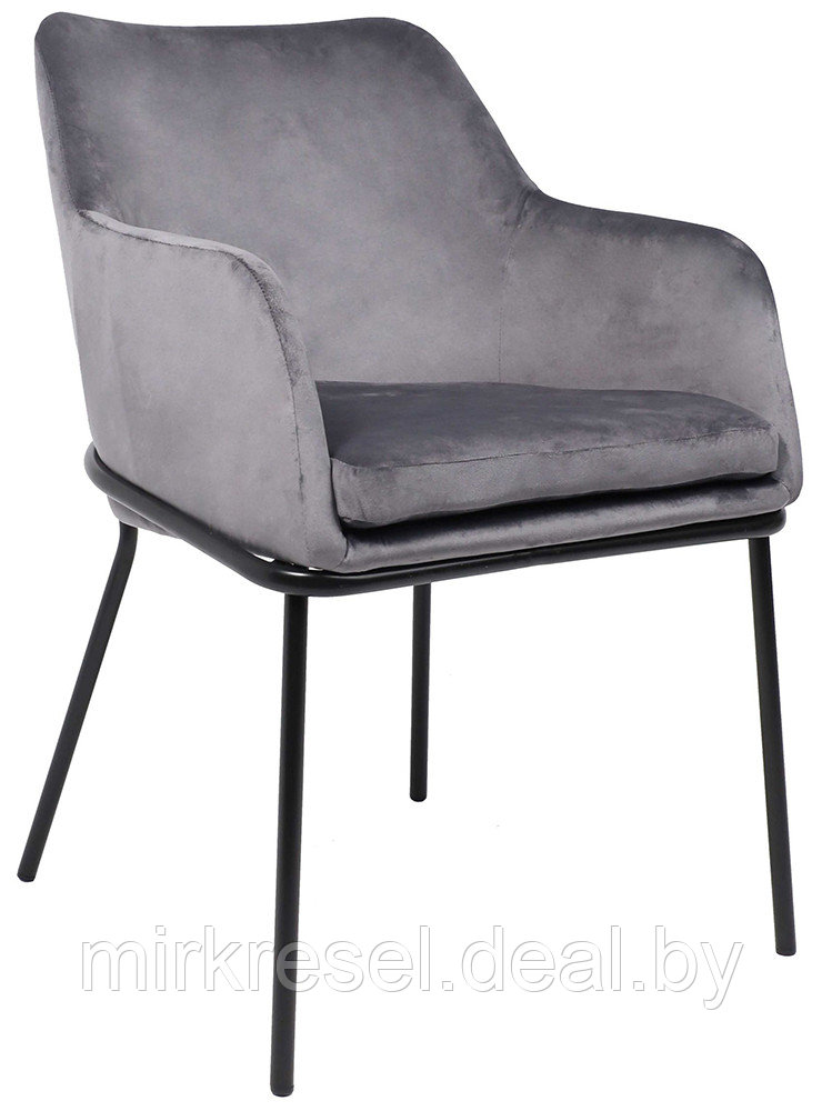 Кресло Алвест AV 318 темно-серый бархат H-15/черный - фото 1 - id-p223159097