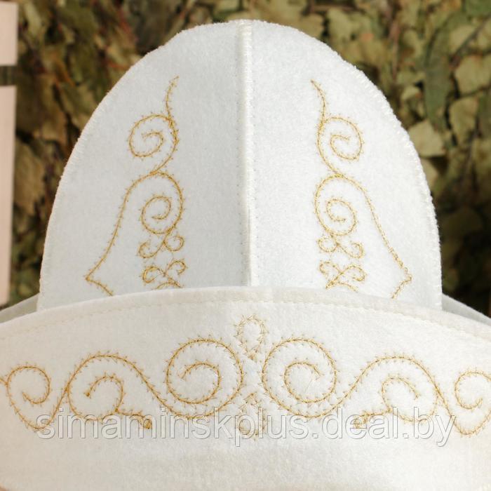 Шапка для бани с вышивкой "Казахстанский колпак мужской" с золотыми узорами - фото 2 - id-p223161773
