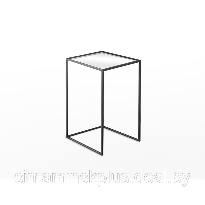 Стол журнальный большой «Куб», 380х380х510, металл, матовое стекло, чёрный - фото 1 - id-p223161815