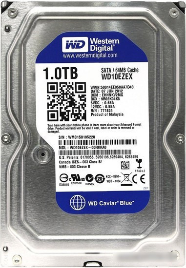 Жесткий диск WD Caviar Blue 1TB (WD10EZEX)